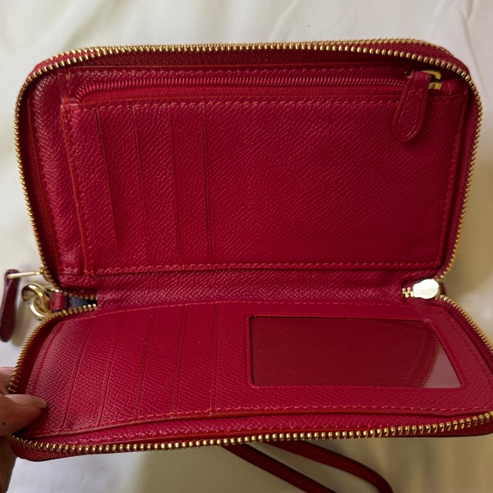 Coach Signature Monogram Crossbody Bag and Wallet Set Brown Red Stripe‎ - Picture 12 of 13